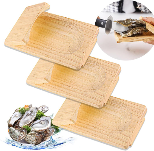 3-Packs Oyster Shucking Clamp, Wood Shucking Clamp Oyster Shucking Protector, Wooden Holder Oyster Shucking Clamp, Oyster Opener Tool for Kitchen Home
