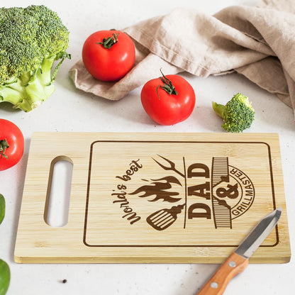 Best Dad Ever Bamboo Cutting Board, Grilling Gift For Men, Funny Charcuterie Boards for Home Kitchen Decor, Father's Day Birthday Gifts for Dad from Daughter Son -047