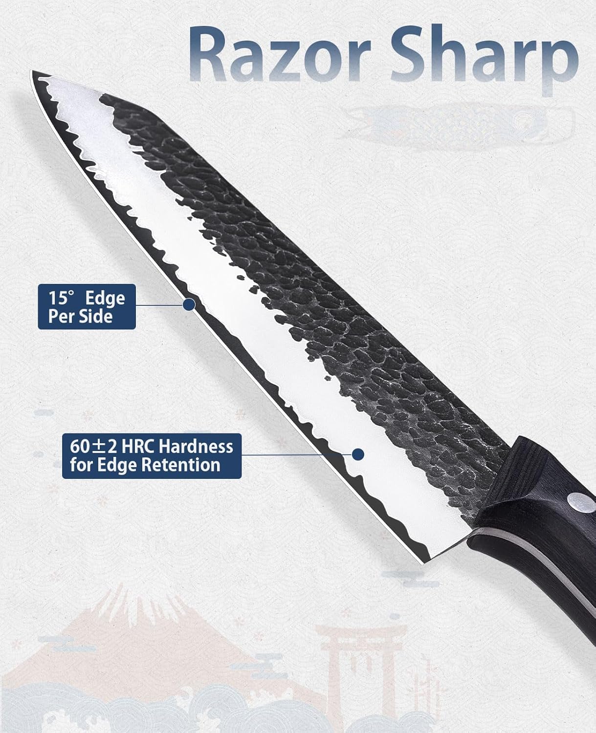 3.7 Inch Hand Forged Paring Knife, VG10 High Carbon 3-Layer Clad Steel Small Kitchen Knife, Ultra Sharp Full Tang for Peeling, Slicing & Delicate Prep, Gift Box for Men & Women