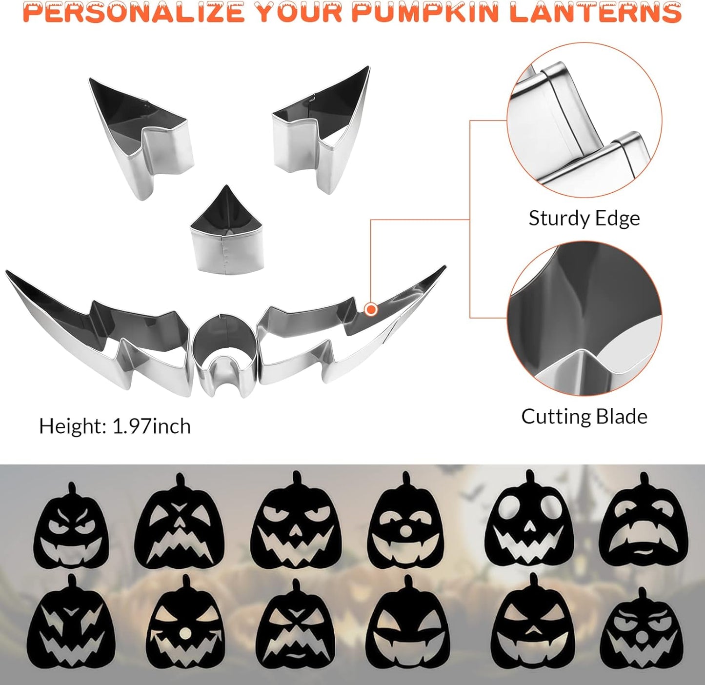 CHRYZTAL Pumpkin Carving Kit Tools Halloween, 13PCS Professional Heavy Duty Carving Set, Stainless Steel Double-side Sculpting Tool Carving Kit for Halloween Decoration Jack-O-Lanterns