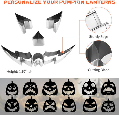 CHRYZTAL Pumpkin Carving Kit Tools Halloween, 13PCS Professional Heavy Duty Carving Set, Stainless Steel Double-side Sculpting Tool Carving Kit for Halloween Decoration Jack-O-Lanterns