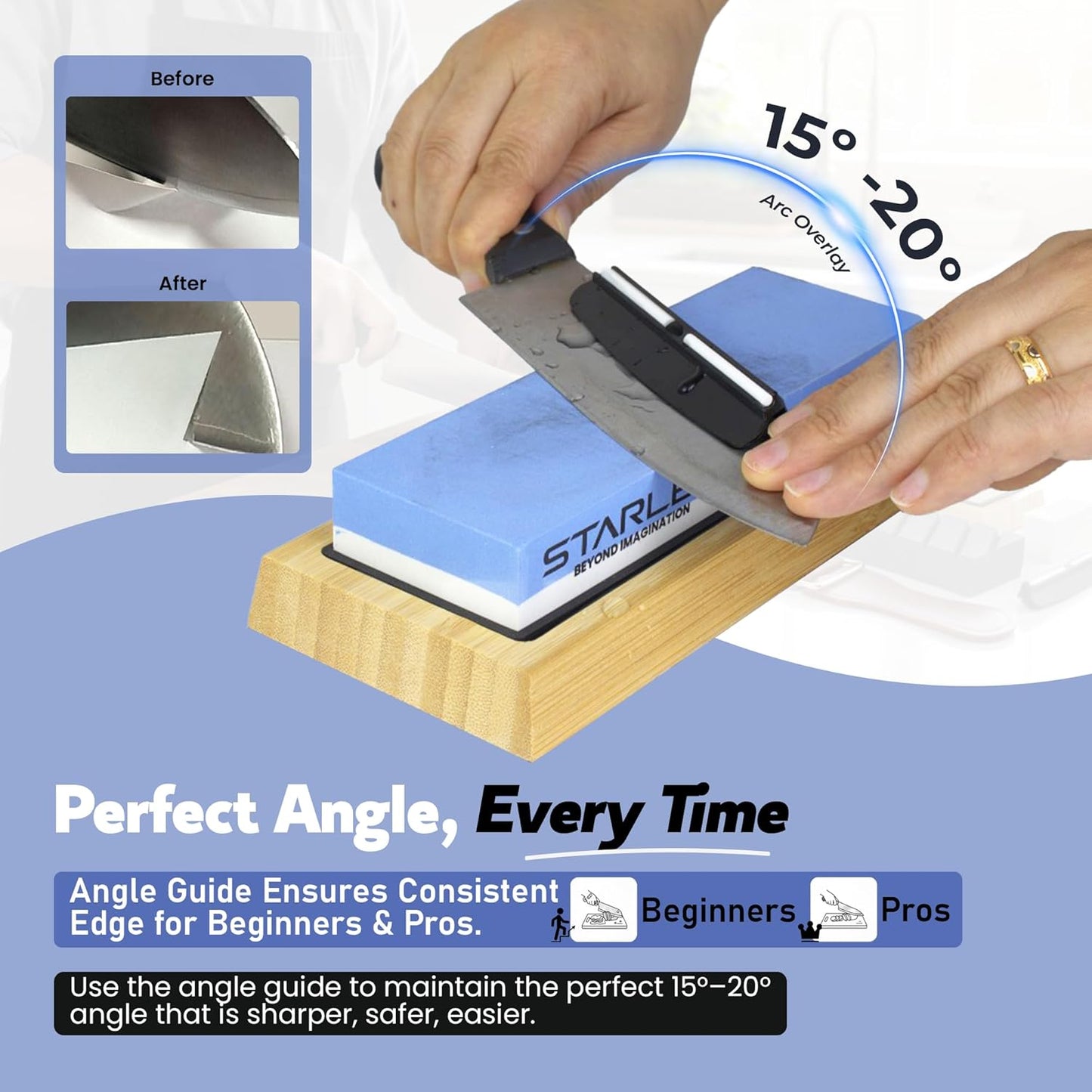 Premium Knife Sharpening Stone Set – Dual Grit Whetstones (400/1000 & 3000/8000), Leather Strop, Flattening Stone, Bamboo Base, Non-Slip Bases & Angle Guide for Kitchen, Chef & Hunting Knives