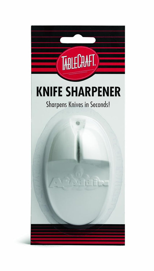 TableCraft E5699 Knife Sharpener, Compact Design, Easy to Use and Clean, FirmGrip Ergonomic Handle, Guided Sharpening Slot