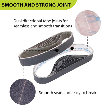 1x30 Inch Silicon Carbide Sanding Belts, 4 PCS Each of 80,120, 240, 400, 800,1000 Grits Knife Sharpening Belt Kits for 1 x 30 Inch Belt Sander, 24 Pack