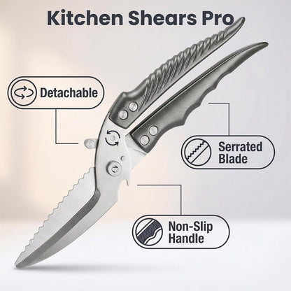 High-end heavy-duty kitchen shears, multi-functional food scissors, effortlessly cut through bones, meat, poultry, and all types of ingredients.