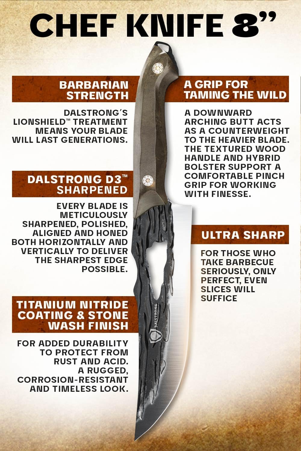 Dalstrong Curved Fillet Boning Knife 6”- Barbarian Series - Premium Swedish 14C28N High Carbon Stainless Steel - Black Brown Wood Handle Knife - Professional Fillet Knife- Sheath Included