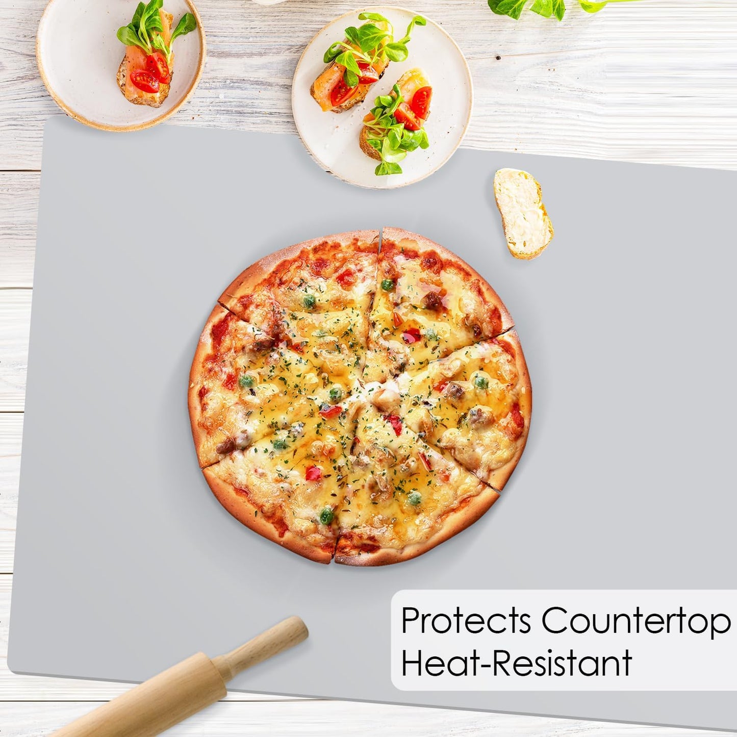 Extra Large Dark Green Countertop Mat - Silicone Table Kitchen Desk Mat - Non-Slip & Heat Resistant - Dinner Placemat Pastry Dough Rolling Mat - Colors B