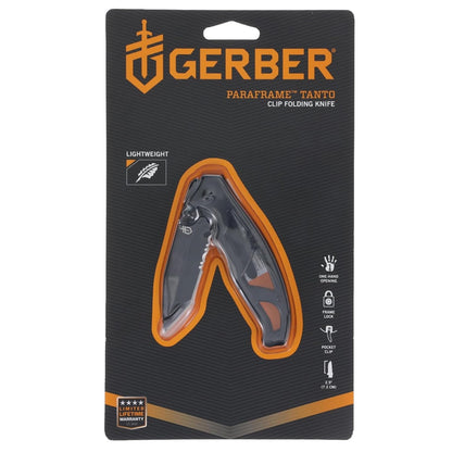 Gerber Gear Paraframe I EDC Folding Pocket Knife, 3" Serrated Edge with Safety Frame Lock, Stainless Steel, Grey