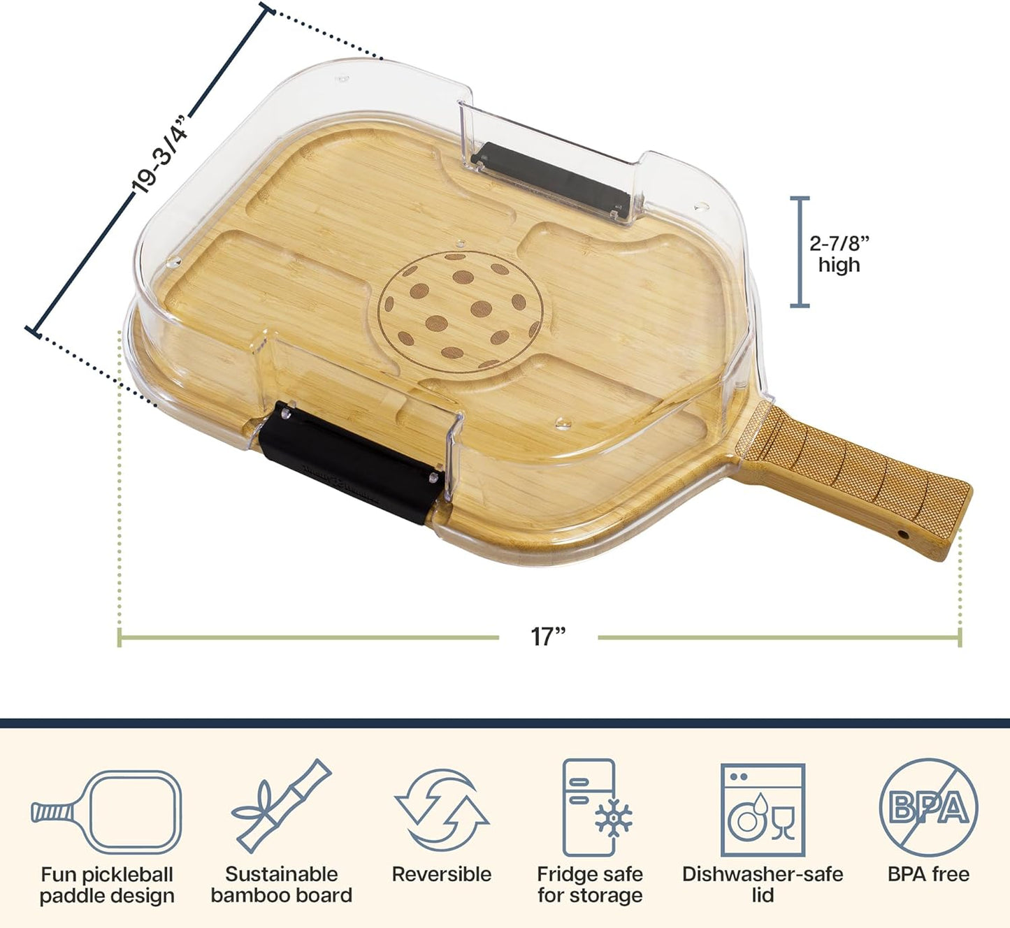 Totally Bamboo Flip, Serve & Store Charcuterie Board with Lid, Reversible Bamboo Cutting Board and Portable Cheese Tray with Compartments, Locking Travel Cover, 15.5 x 11.5 Inches