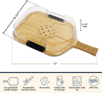 Totally Bamboo Flip, Serve & Store Charcuterie Board with Lid, Reversible Bamboo Cutting Board and Portable Cheese Tray with Compartments, Locking Travel Cover, 15.5 x 11.5 Inches