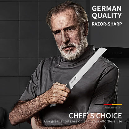 MAD SHARK Bread Knife 8 Inch, Razor Sharp Blade from German Molybdenum-vanadium Steel, Professional Serrated Bread Knife for Homemade Bread, Sourdough Cutting (8 inch)