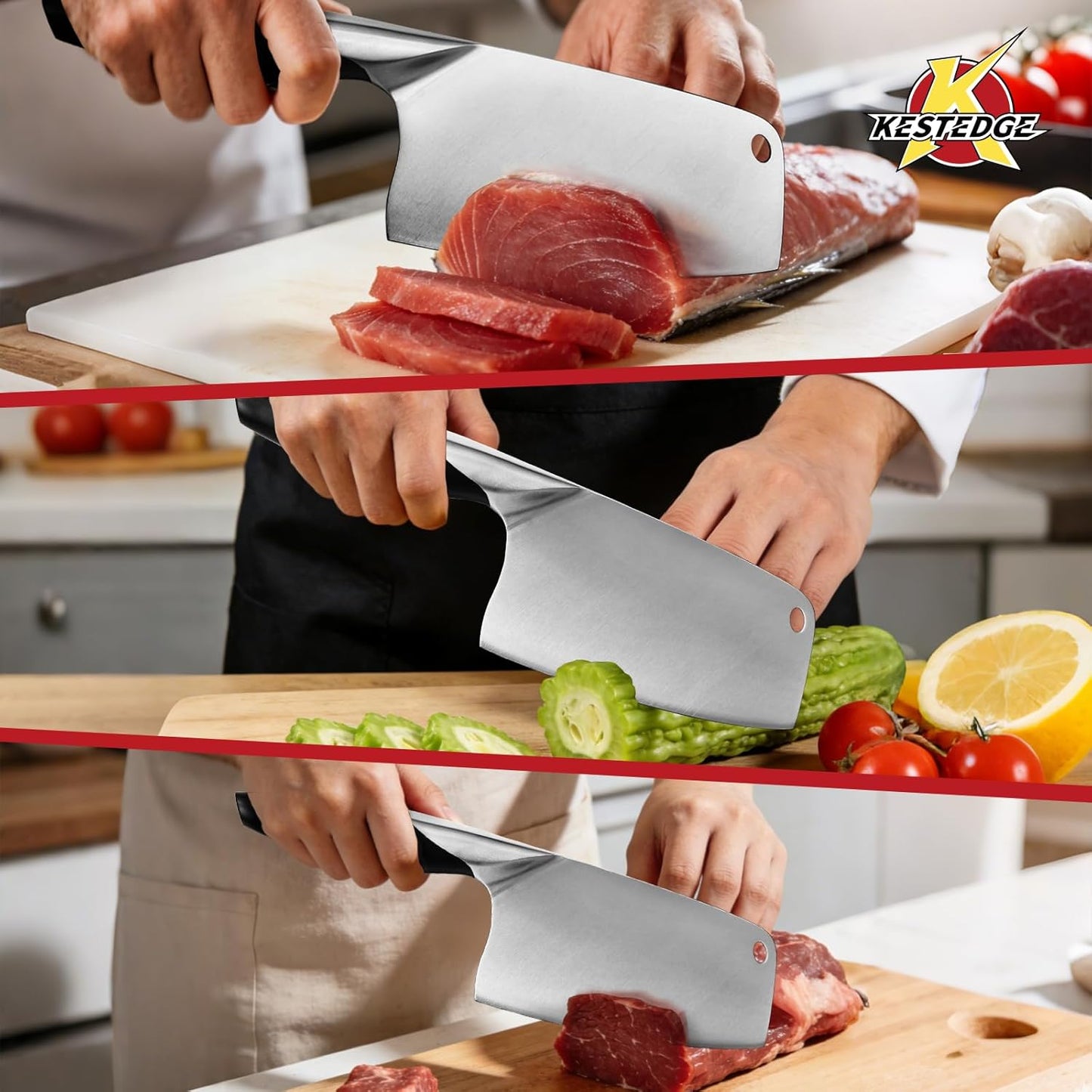 6-Inch Meat Cleaver Butcher Knife – 1.2 lbs Lightweight Chinese Cleaver for Small Hands, Seniors & Women – Sharp 9Cr18MoV Vegetable Cleaver for BBQ, Bones & Home Kitchen