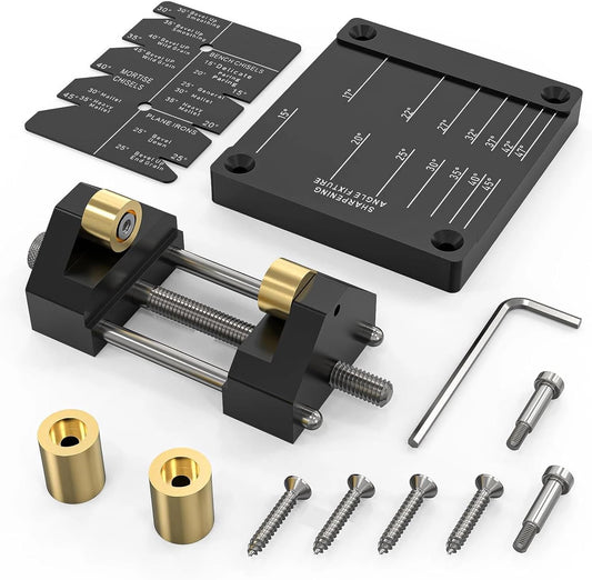 Honing Guide System Chisel Sharpening Kit for Woodworking Chisels and Planes, Chisel Sharpening Jig with Adjustable Angle Fixture and Angle Gauge, Red