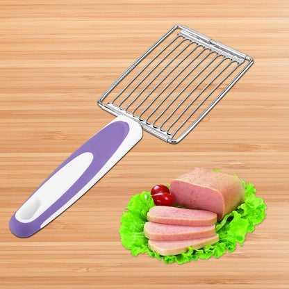 Tomato Cutter, Stainless Luncheon Meat Cutter Tomato Slicers Fruits Cutter Stainless Steel Meat Cutter with Handle for Tomato Ham Egg(Purple)