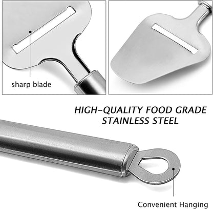 TOPULORS Cheese Slicer Stainless Steel, Cheese Knife Heavy Duty Plane Cheese Cutter, Shaver, Server For Semi-Soft, Semi-Hard Cheese