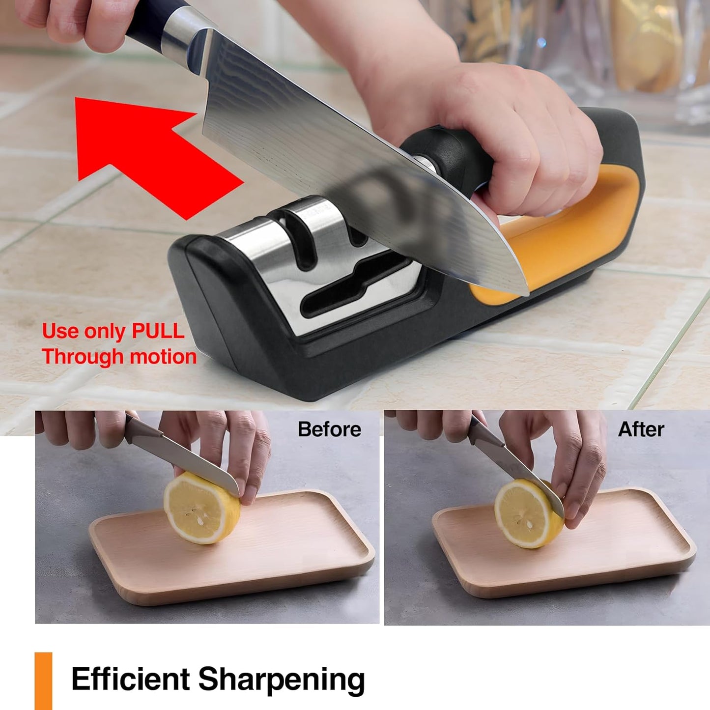 RESPECTED BRO 4-in-1 Knife and Scissors Sharpener, Premium Kitchen Knife Sharpener Tool, Help Prepare Restore & Polish Blades, Comfort & Ergonomic Handles For Easy-To-Use