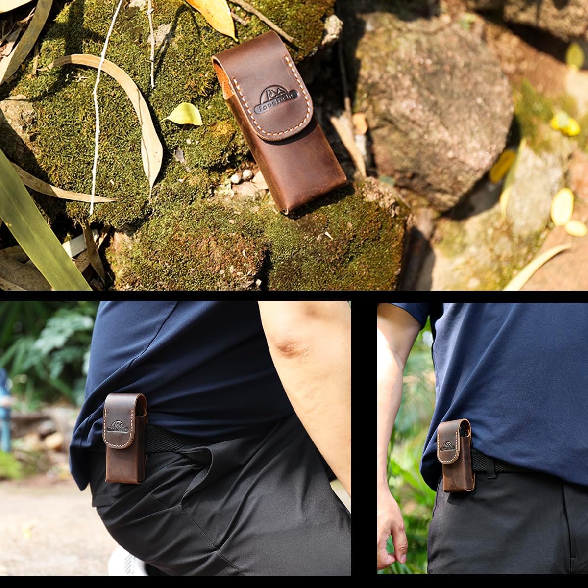 Topstache Leather Multitool Sheath - Multitool Holster for Belt - Belt Loop Multitool Pouch - Magnetic Closure Tool Pouch Case,