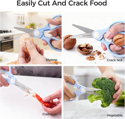 Premium Stainless Steel Portable Baby Food Safety Scissors, Detachable Feeding Shears for Toddlers Infant Kids Food Cutting Meats Noodles Vegetables with Protactive Cover