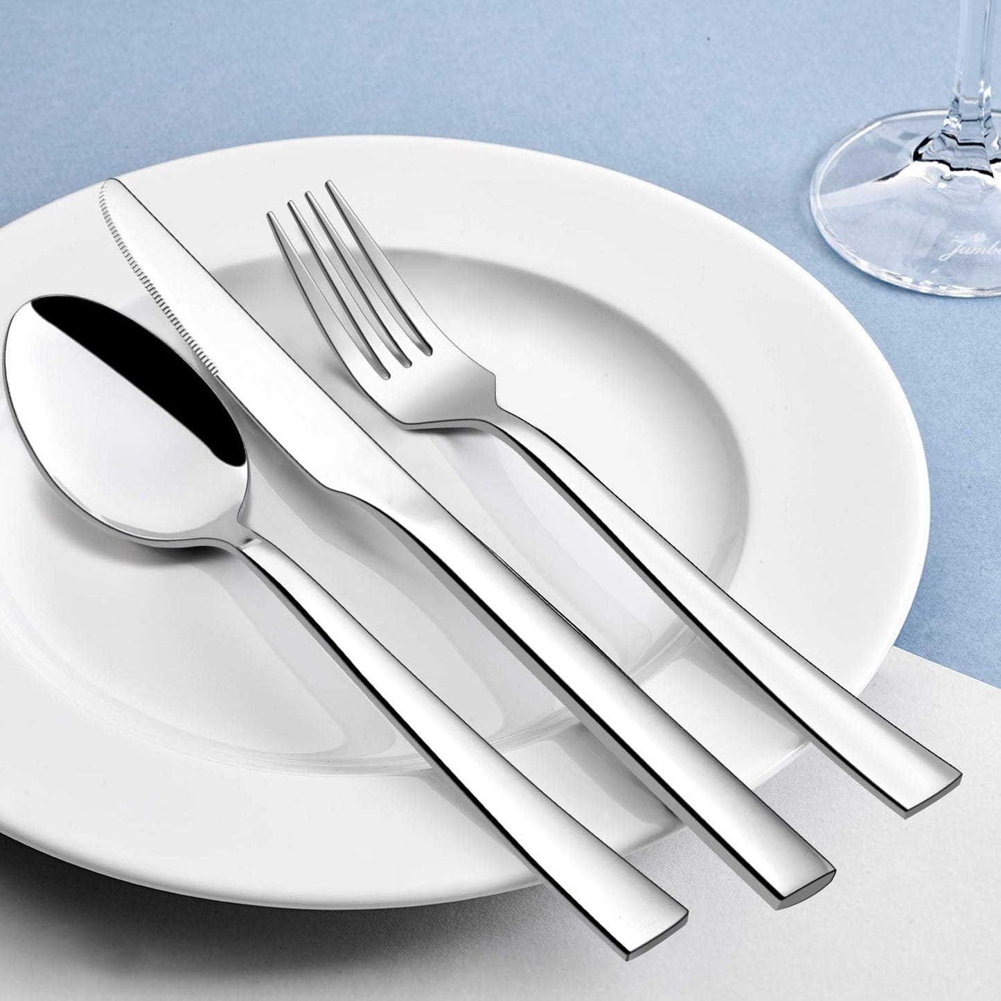 77-Piece Silverware Set with Steak Knives, Solid Stainless Steel Flatware Utensils, Modern Elegant Cutlery Tableware Set, Attach Serving Set, Mirror Polished, Dishwasher Safe-Service for 12
