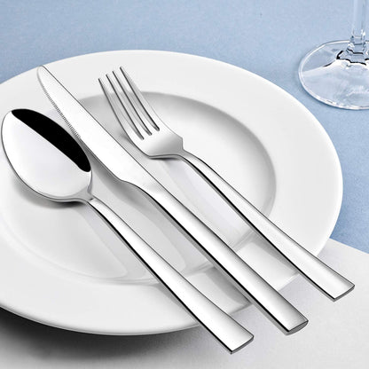 77-Piece Silverware Set with Steak Knives, Solid Stainless Steel Flatware Utensils, Modern Elegant Cutlery Tableware Set, Attach Serving Set, Mirror Polished, Dishwasher Safe-Service for 12