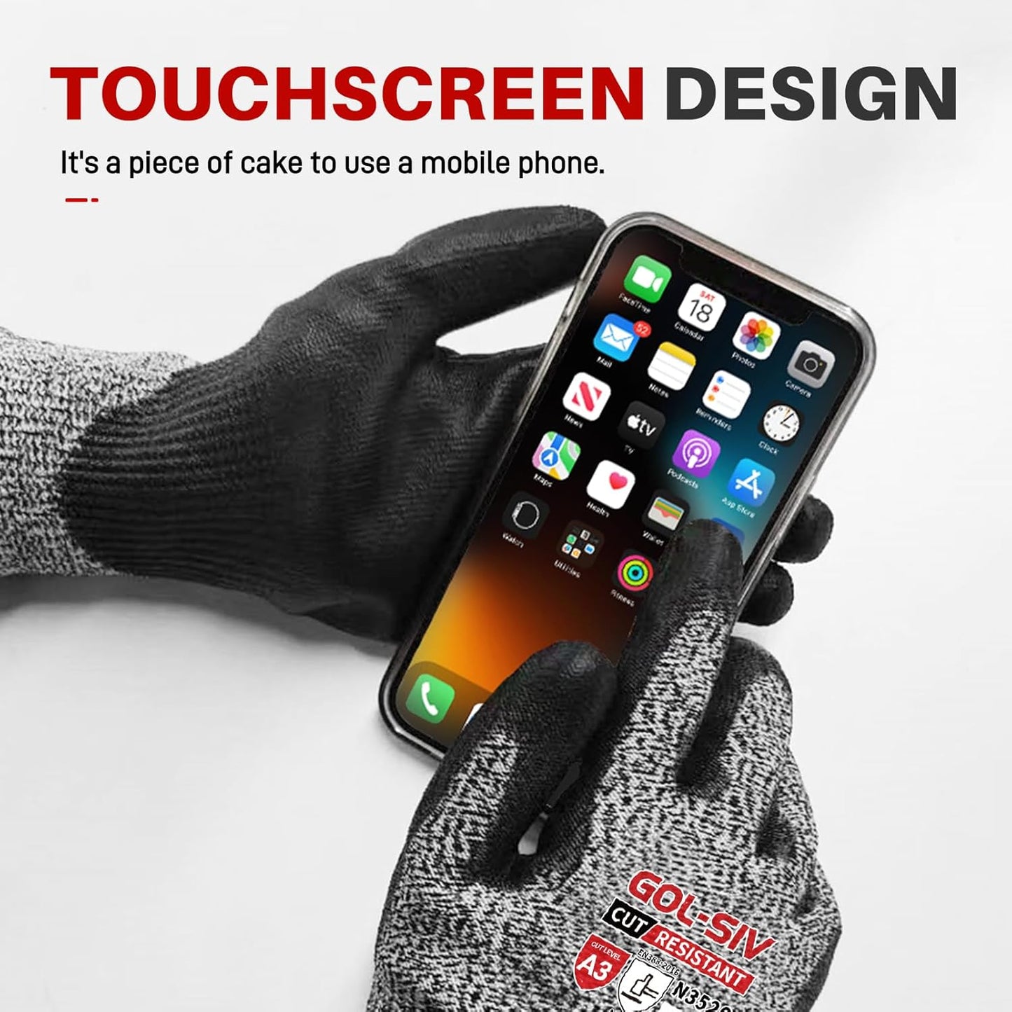 ANSI A9 Cut Resistant Gloves,Cut Resistant Work Gloves,Cut Proof Gloves Nitrile Coated For Metal Fabrication,Woodworking, Construction,Touch Screen,Large