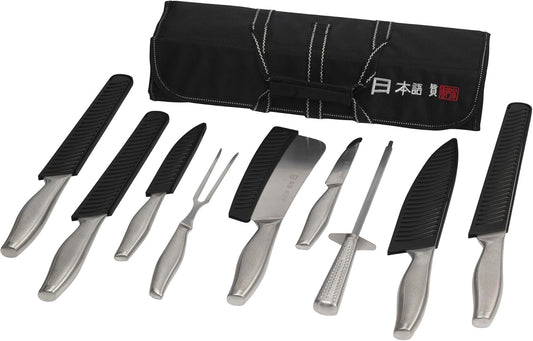 Ross Henery Professional 10 Piece Stainless Steel Chef's Knife Set/Kitchen Knives in Roll Case