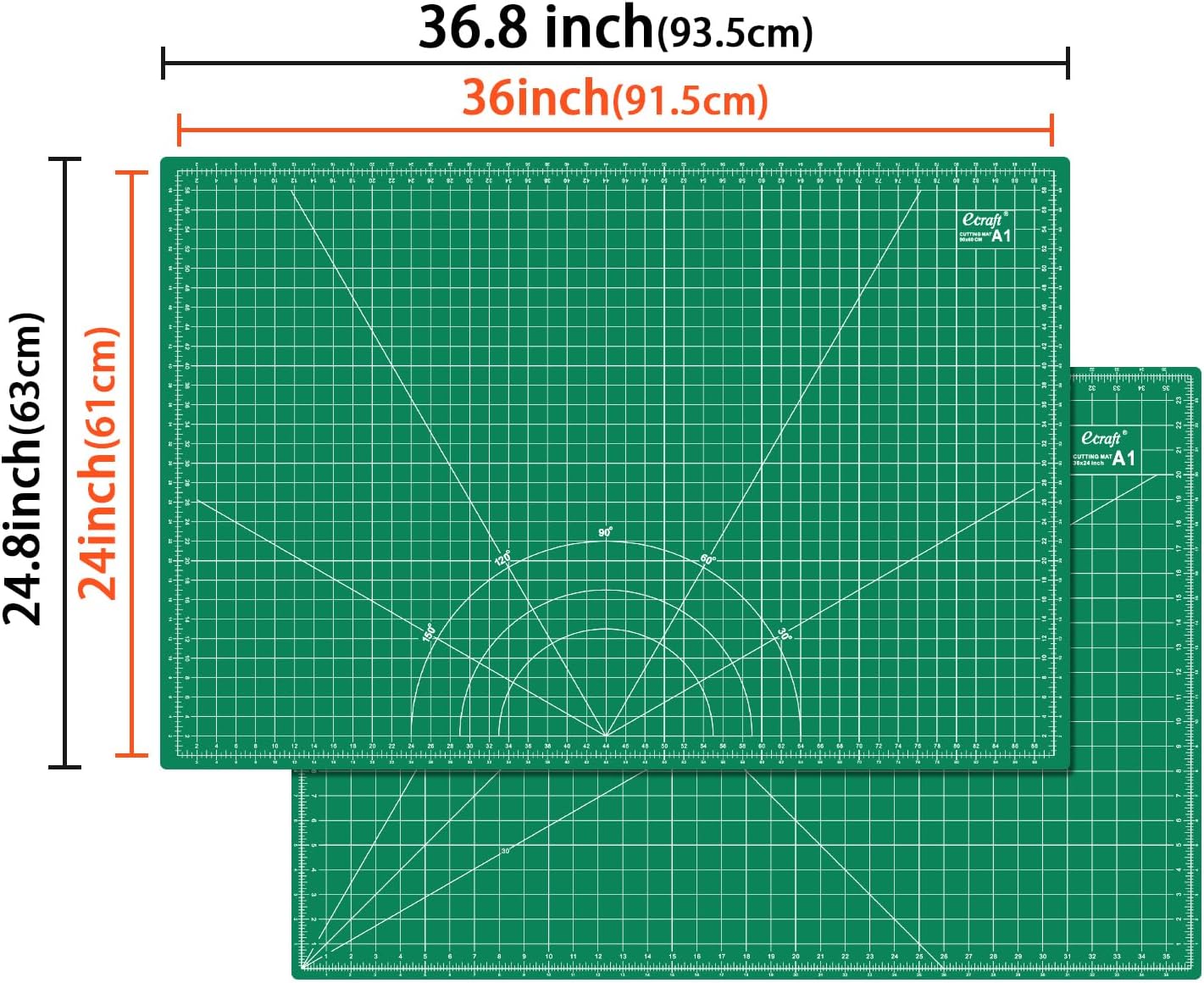 Ecraft Self Healing Cutting Mat 18x12 Inch A3, 5-Ply Double Sided Rotary Cutting Board with Grid, Grey/Black for Sewing, Quilting, Fabric & Craft Projects