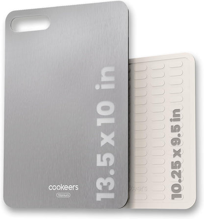 Titanium Cutting Board for Kitchen, 11.5"L x 8"W Small Metal Non Toxic Cutting Boards Dishwasher Safe, Chopping Board for Meat, Fruit, Vegetables, Outdoor, Camping (No Mat)