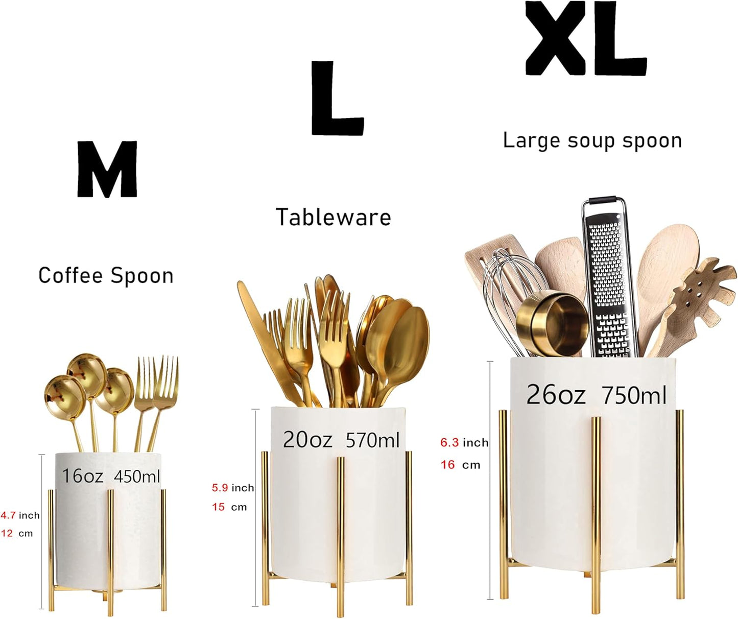 Utensil Organizer for kitchen, Knives and Forks with Shiny metal frame Tray for Farmhouse Kitchen Decor and Countertop(6.3 * 4.33inch)