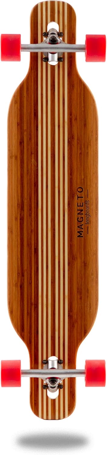 Magneto Longboards Bamboo Longboards for Cruising, Carving, Free-Style, Downhill and Dancing (Bamboo Drop & Fiberglass Through Longboard)