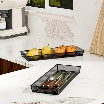 BYCY 3 Pack Mesh Flatware Drawer Organizer for Kitchen/Office/Home Tools,Spoon Knife Fork Organizers Box Utensil Tabletop Storage Tray (12 x 6 x 2 Inch)