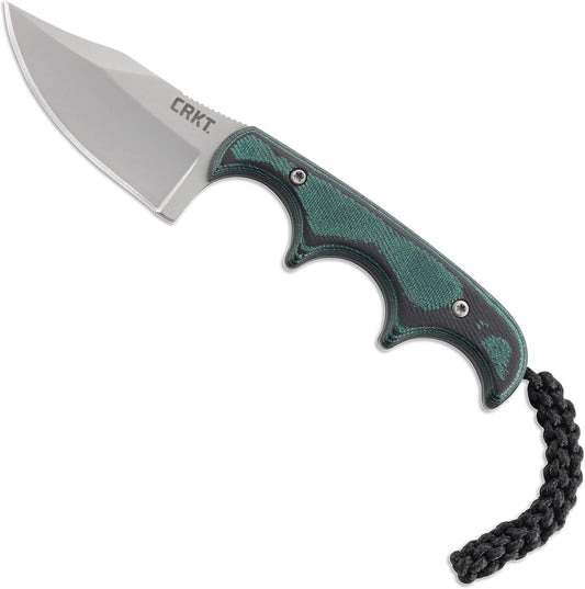 CRKT Minimalist Bowie Outdoor Survival Fixed Blade Knife with Sheath: Stainless Steel Plain Edge Blade, Micarta Handle, 2387