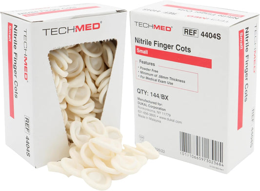 Dukal TEC 4404L Tech-Med Nitrile Finger Cot, Large, 0.08 mm Thickness (Pack of 144)