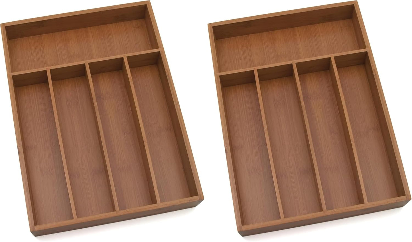 Lipper International 8876 Bamboo Wood Flatware Organizer, 5 Compartments, 10 1/2" x 14" x 2"