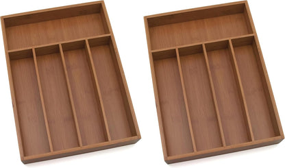 Lipper International 8876 Bamboo Wood Flatware Organizer, 5 Compartments, 10 1/2" x 14" x 2"