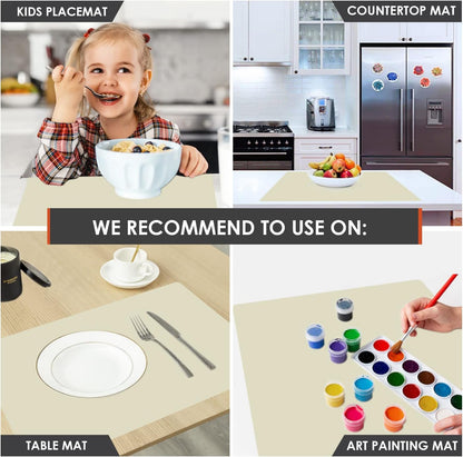 Extra Large Dark Green Countertop Mat - Silicone Table Kitchen Desk Mat - Non-Slip & Heat Resistant - Dinner Placemat Pastry Dough Rolling Mat - Colors A