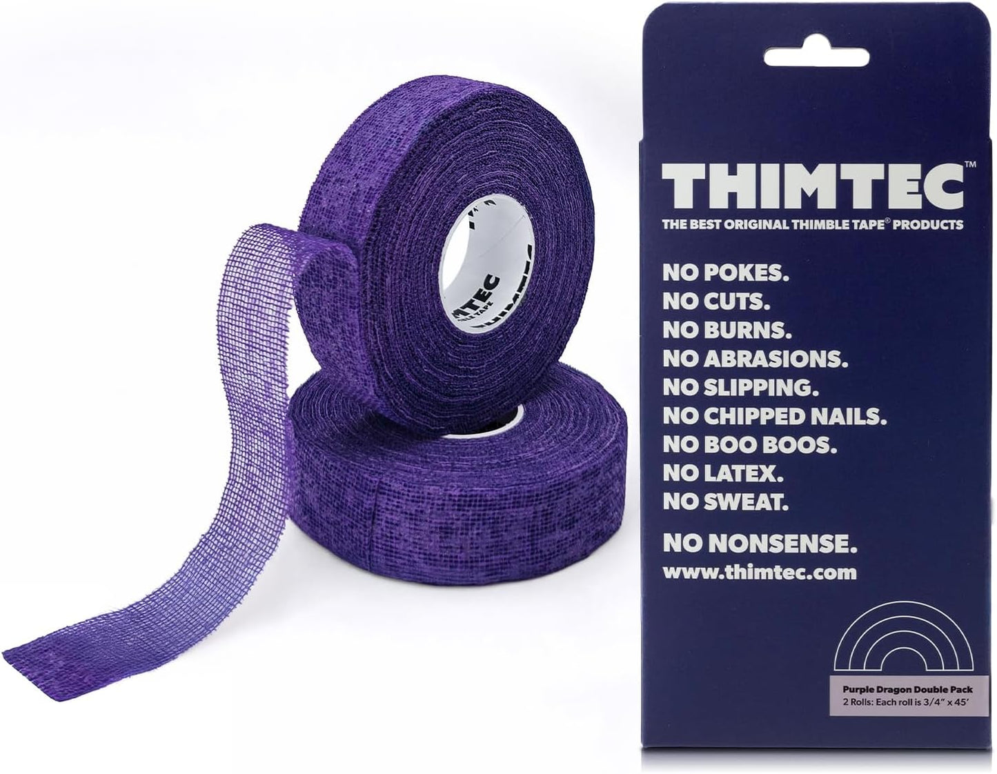 THIMTEC - The Original Thimble Tape for Hand Sewing - Fully Adjustable Nail & Finger Protector - A Smarter Alternative to Classic Knitting Thimbles - Caution Tape, 2-Pack