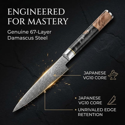 7” Nakiri Knife – Damascus Steel Kitchen Knife with 9Cr18MoV Core, Japanese Vegetable Chef Knife, Ultra Sharp Chopping Knife with Black Burl Wood Ergonomic Handle