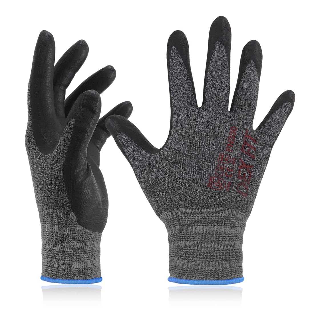 DEX FIT Nitrile Work Gloves FN330, 15-Gauge 3D Snug Stretch Fit, Touchscreen, Power Grip in Wet & Oily Conditions, Mechanic & Warehouse, Men & Women, Black, M, 3 Pairs