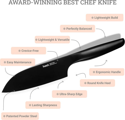 HAST Edition 6.3-Inch Santoku Knife, Ultra-Sharp Professional Japanese Chef Knife, Advanced Powder Steel, Lightweight, Comfortable Ergonomic & Award-Winning Design, Premium Steel Kitchen Knife