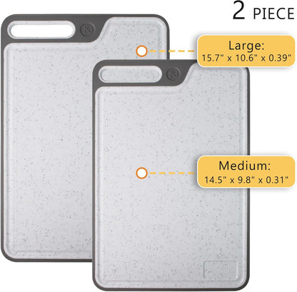 Cutting Boards for Kitchen,Large Cutting Board Set of 2,Non-Slip Cutting Board with Dandle and Juice Groovenon,Dishwasher Safe Cutting Boards (Green)