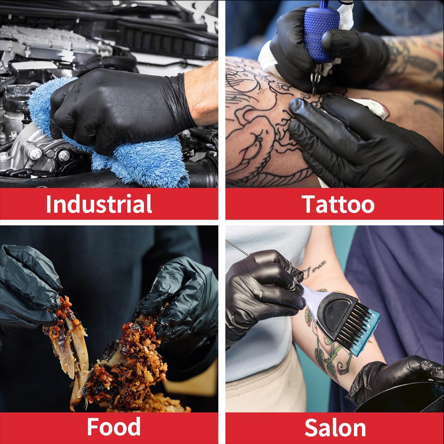 Supmedic Disposable Nitrile Gloves, 5Mil Chemical Resistant Powder-Free Latex-Free Glove Exam Cook Tattoo, Black Blue 100Pcs