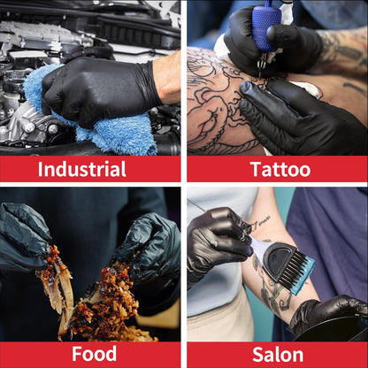 Supmedic Disposable Nitrile Gloves, 5Mil Chemical Resistant Powder-Free Latex-Free Glove Exam Cook Tattoo, Black Blue 100Pcs