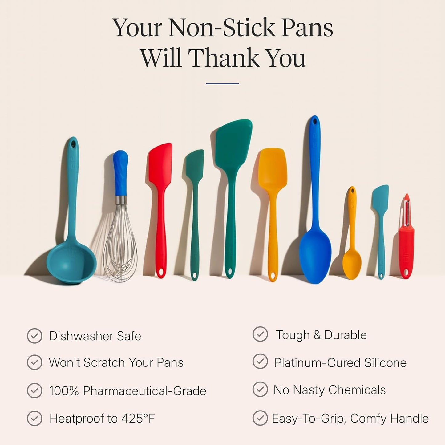GIR: Get It Right 5 Piece Silicone Ultimate Kitchen Utensils Set - Ladle, Spatula, Flip, Spoon & Spoonula - Non-Toxic Cooking Utensils for Nonstick Cookware, Cooking and Baking - Red