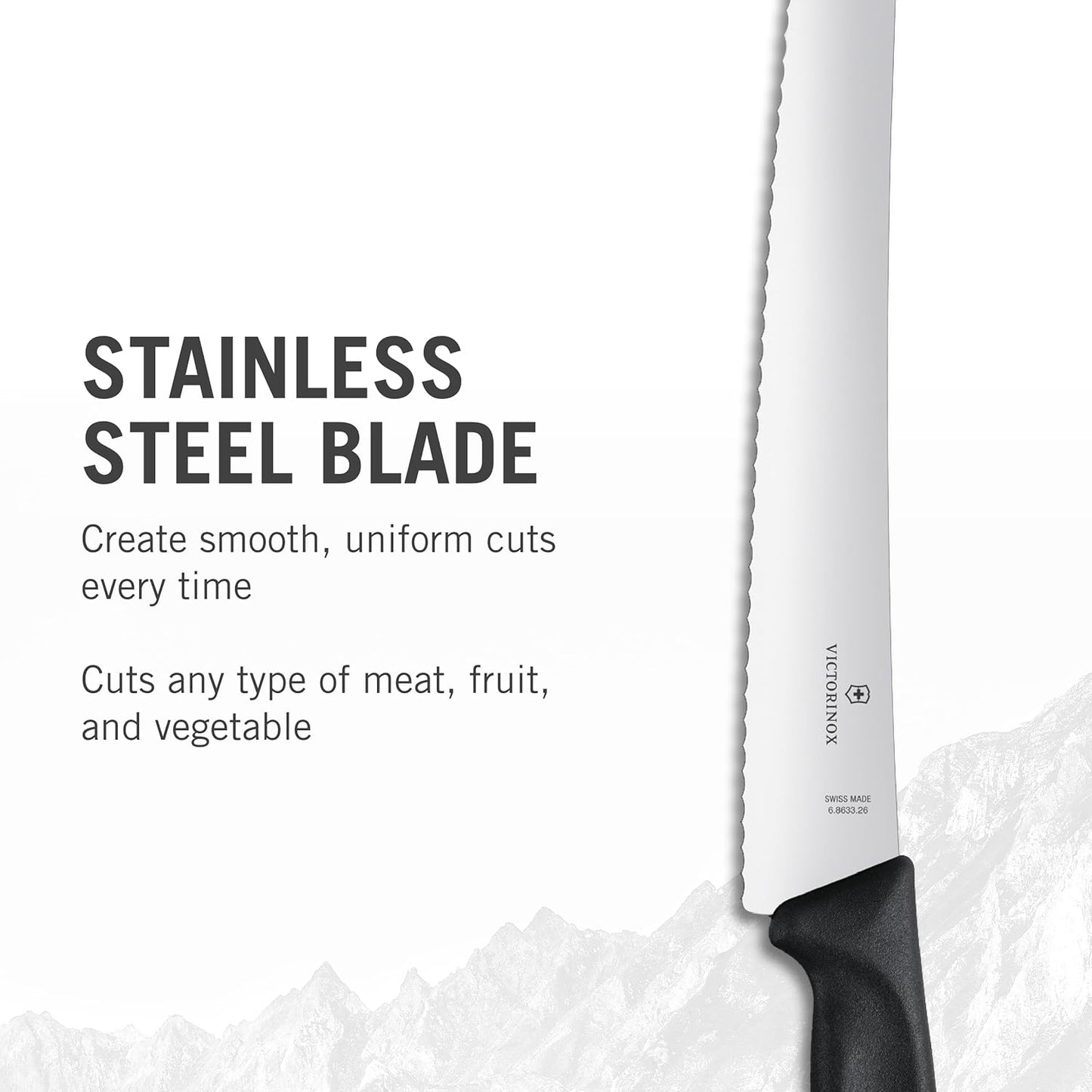 Victorinox Swiss Classic 10.25-Inch Curved Bread Knife with Serrated Edge and Black Handle