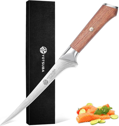 YOTSUBA Steak Knives Set of 6, Razor-Sharp 4.5 Inch Japanese Serrated Steak Knife Set, Full Tang Forged High Carbon Steel Dinner Knives with Ergonomic Handle and Gift Box