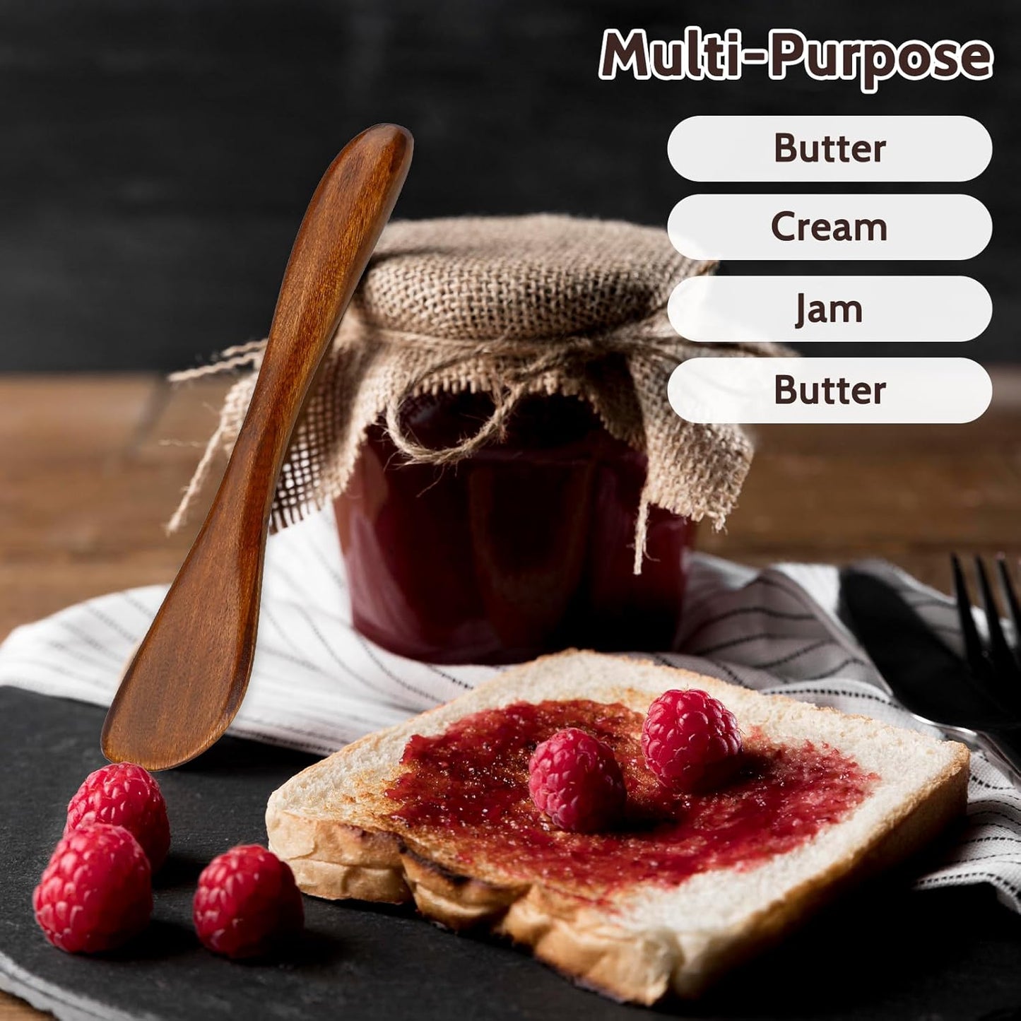 4Pcs Wooden Jam Spreader Knife Knives Jelly Cheese Butter Spreaders 6 Inch Condiment Knive Sandwich Mini Spatulas for Kitchen Stirring Mixing