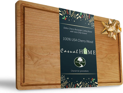 Casual Home Delice Rectangle Juice Drip Groove Cutting Board 15.5"Wx11"Dx0.75"H, Walnut