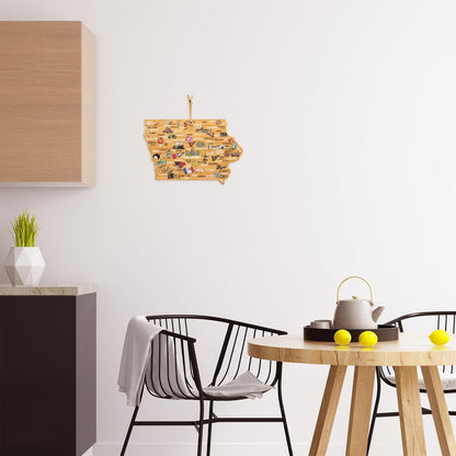 Totally Bamboo Tennessee State Shaped Cutting Board and Charcuterie Serving Platter with Artwork by Fish Kiss, Includes Hang Tie for Wall Display - Colors A