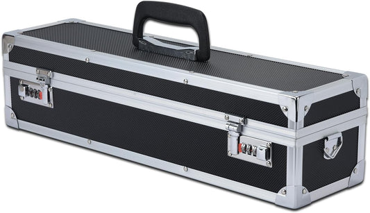 Chef’s Knife Case Aluminum Hard Case with Dual Combination Locks Cultery Carrier Portable Knife Organizer Block Holders Protectors With 8 Slots Can Hold Home Black